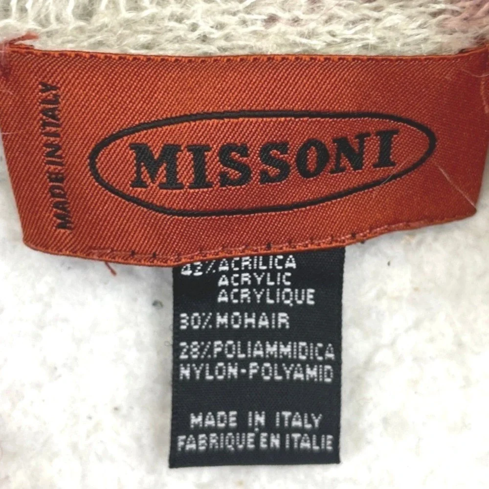 Missoni Striped Mohair Blend Knit Scarf Womens OS Pink Purple Luxury Italy